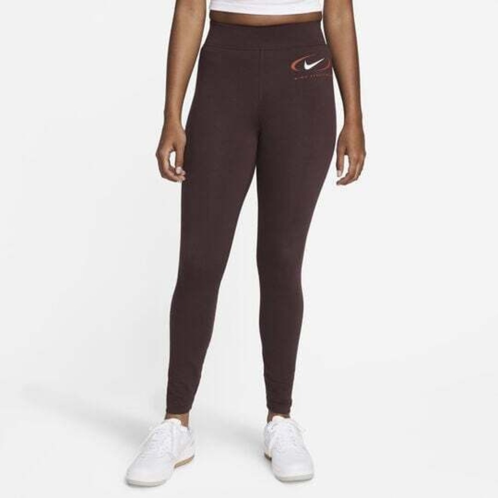 NWT Nike Women's Brown Leggings with White & Orange Swoosh